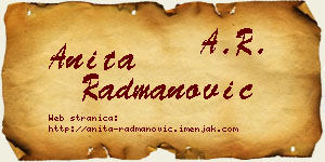 Anita Radmanović vizit kartica